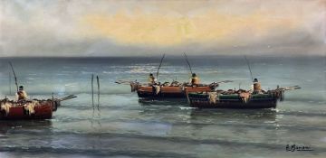 Italian School (20th century): Fishing Boats in Gentle Seas