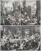 After William Hogarth (British 1697-1794): 'Beer Street and Gin Lane' and 'The Election'