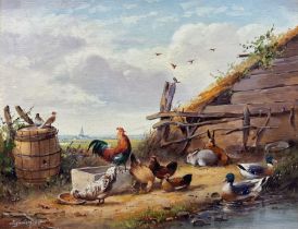 After Edgar Hunt (British 1876-1953): Farmyard Scene