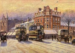 Robert Nixon (British 1955-): Tramway in the Snow