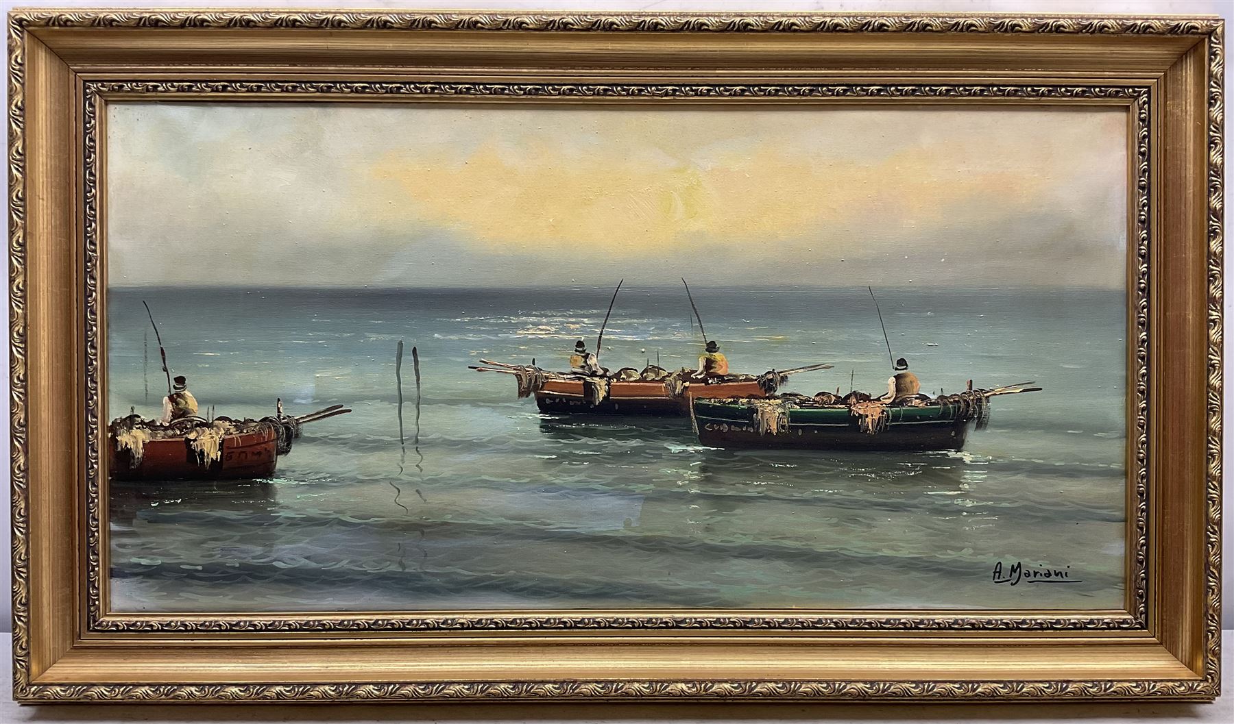 Italian School (20th century): Fishing Boats in Gentle Seas - Image 2 of 3