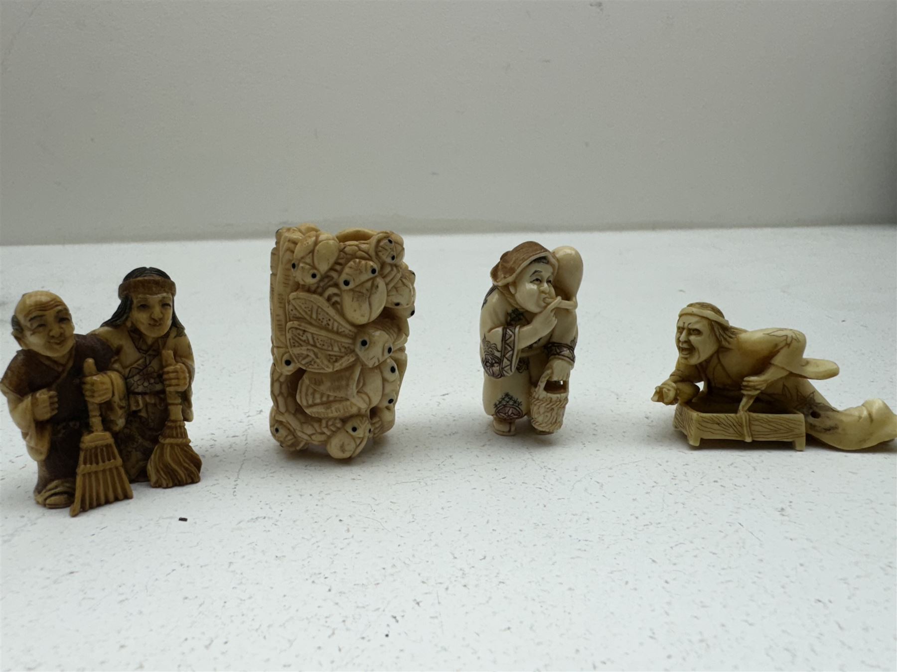 Nine wooden and composite carved netsukes - Image 3 of 3