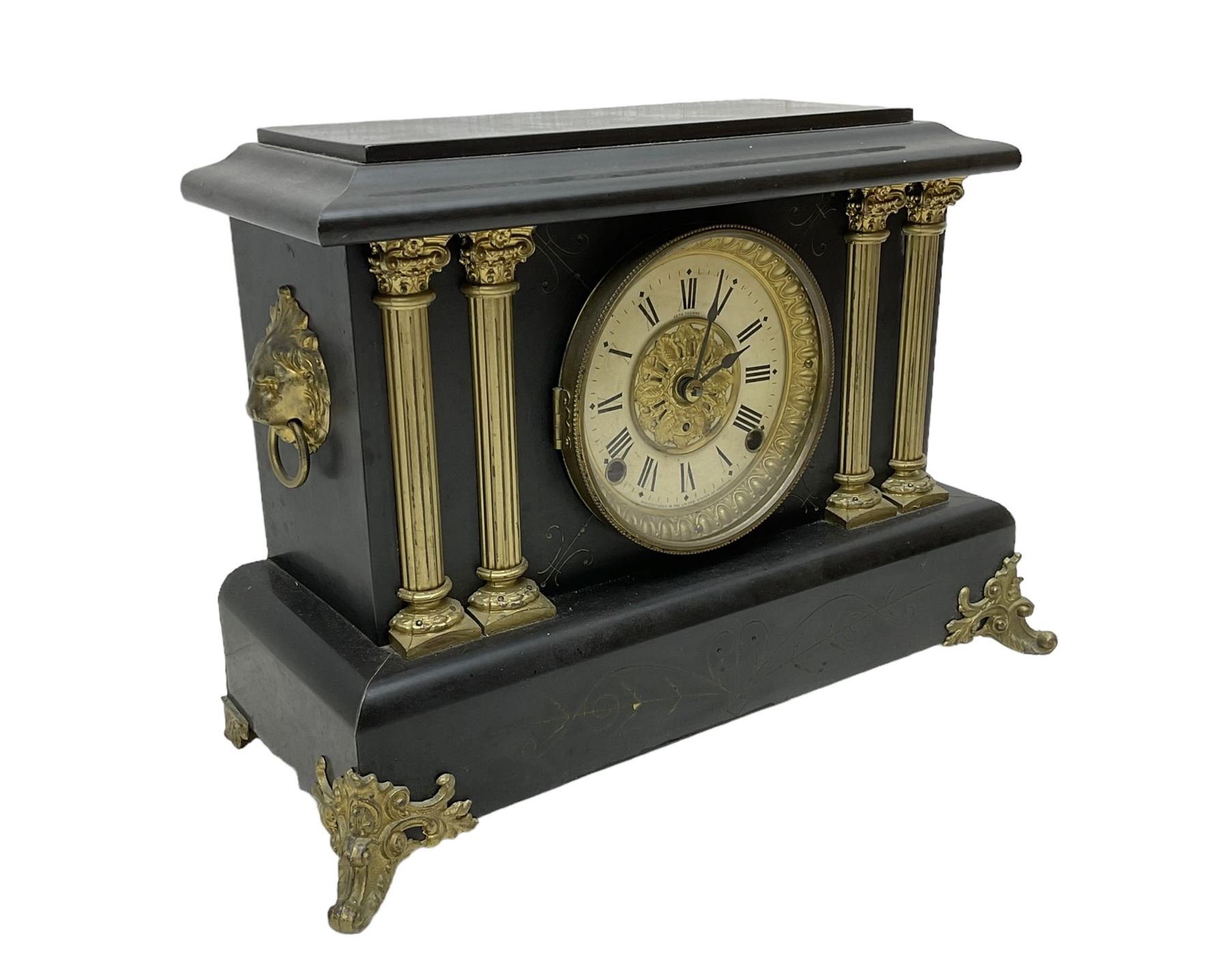 Seth Thomas - American 8-day late 19th century faux slate mantle clock - Image 2 of 4