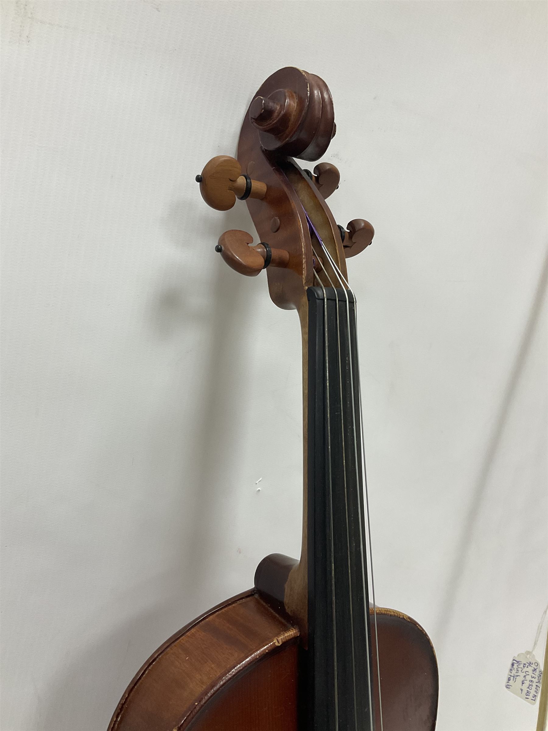 Small 20th century viola copy of a Tertis with a maple back and ribs and spruce top in a hard case w - Image 11 of 20