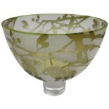 Gillies Jones of Rosedale green glass bowl decorated with branches