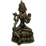 Tibetan gilt brass figure of a seated Tara