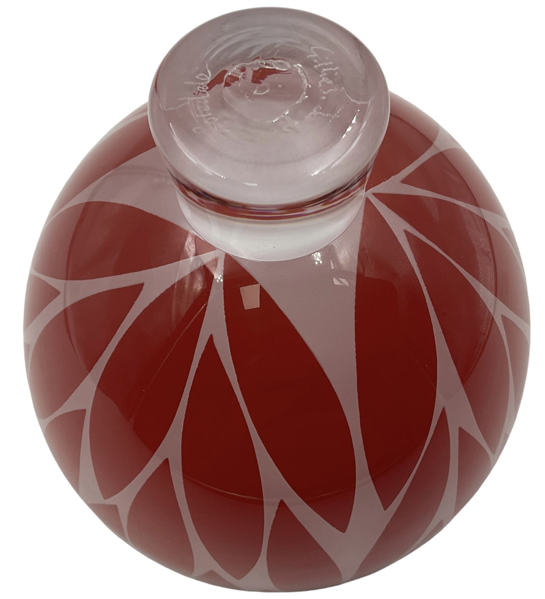 Gillies Jones of Rosedale glass bowl decorated with red leaves with black rim - Image 3 of 3