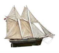 Late Victorian scratch built model of 18th century ship in full sail with the name Ann & Mary painte