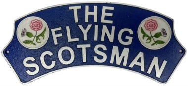 Cast iron Flying Scotsman arched railway sign
