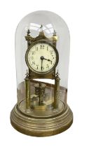 German - Gustav Becker BHA torsion clock c1900 on a circular stepped brass base with a glass dome