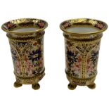 Pair of Royal Crown Derby 1128 Imari pattern miniature spill vases