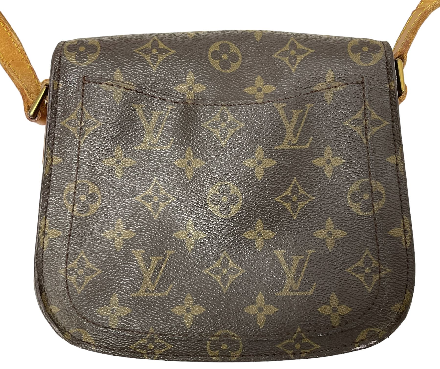 Louis Vuitton Saint Cloud cross body monogram bag with vachetta leather strap and snap closure to th - Image 2 of 11