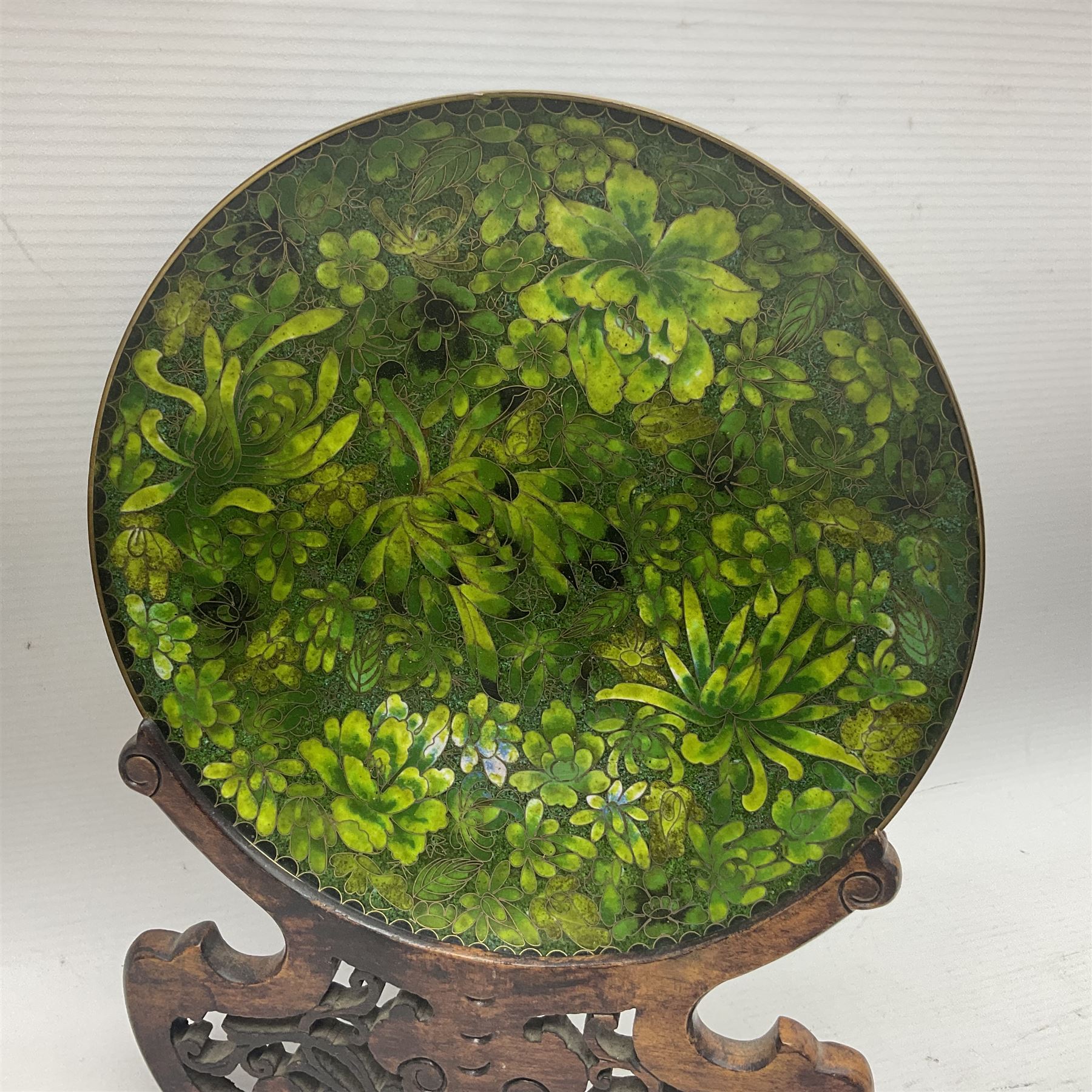 Pair of modern cloisonne ginger jars having floral decoration with a green ground - Image 11 of 13