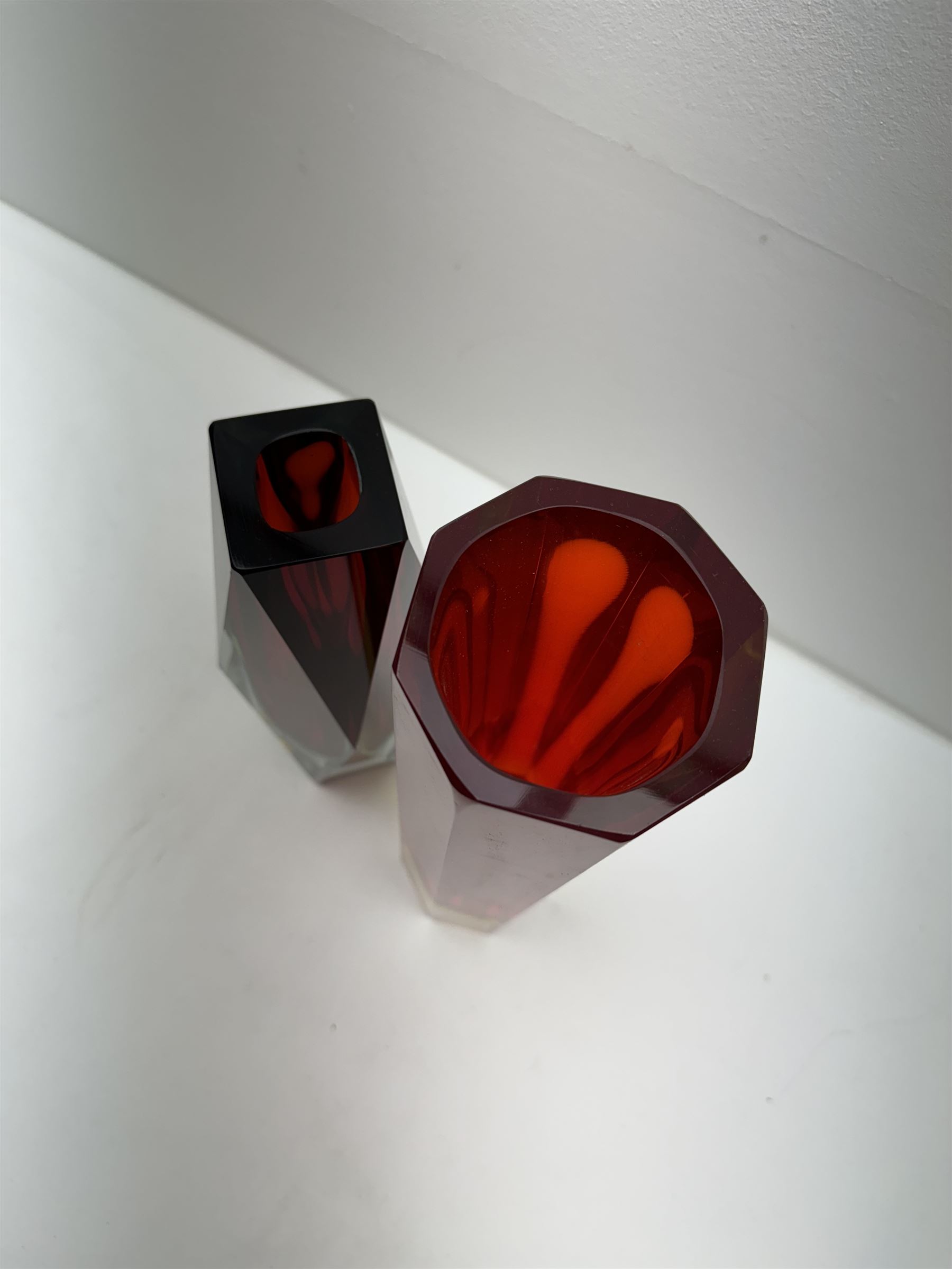 Two Italian Murano Sommerso faceted glass vases - Image 2 of 4