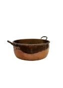 Large copper twin handled pan