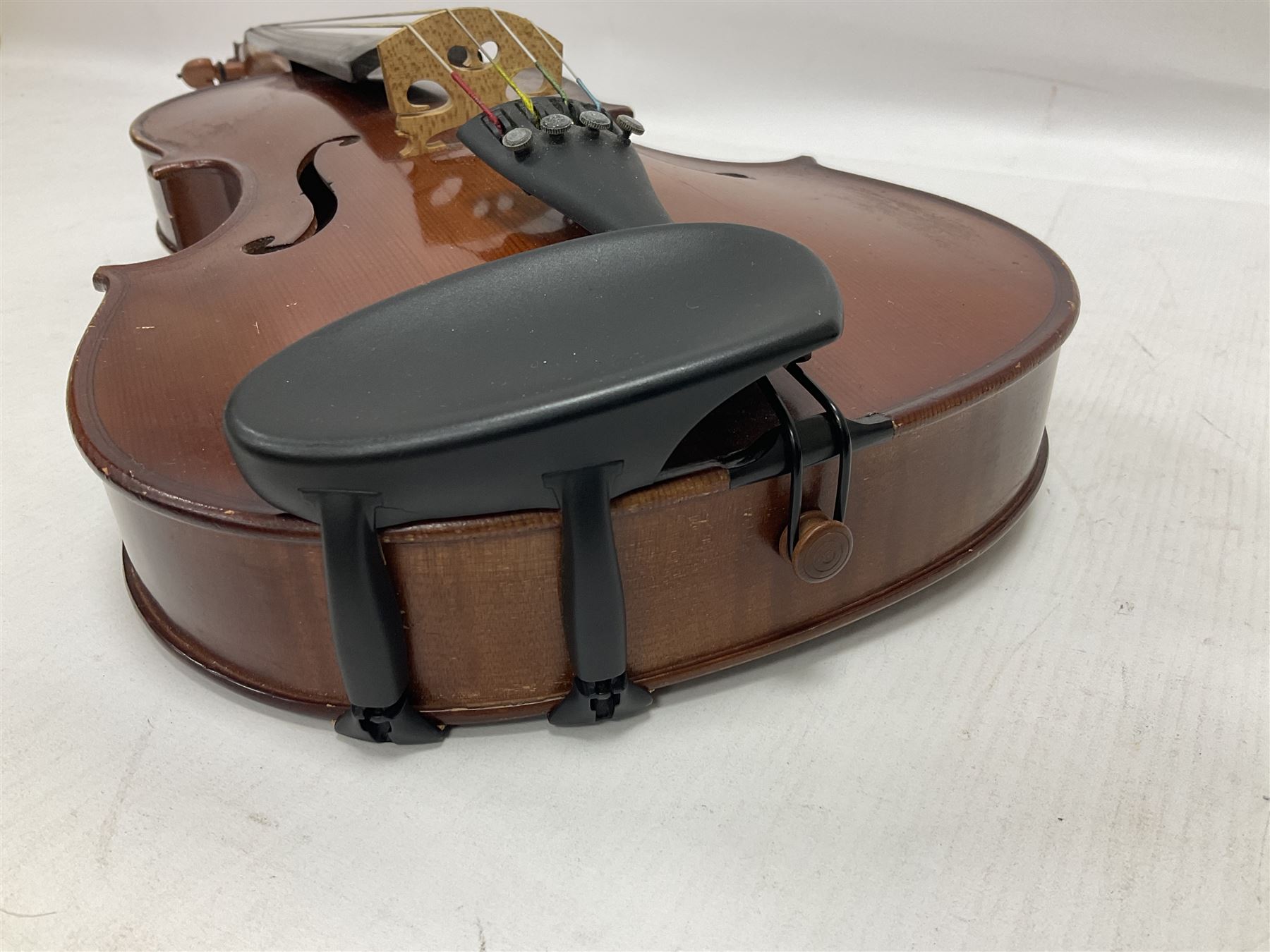 Small 20th century viola copy of a Tertis with a maple back and ribs and spruce top in a hard case w - Image 8 of 20