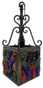 20th Century Peter Marsh Arts & Crafts wrought iron porch lantern