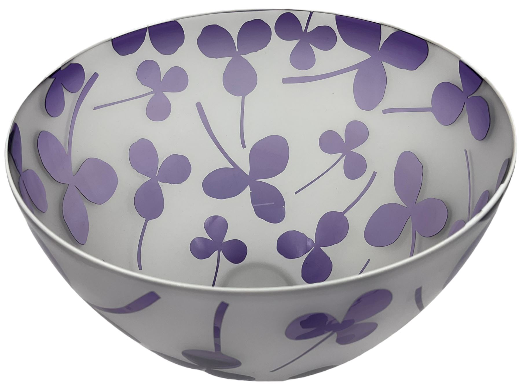 Gillies Jones of Rosedale glass bowl decorated with purple clovers - Image 2 of 3