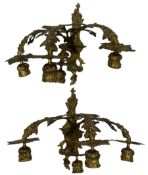 Pair of Rococo style four branch gilt wall sconces