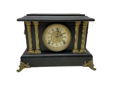 Seth Thomas - American 8-day late 19th century faux slate mantle clock