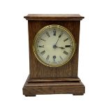 German - late 19th century oak cased 8-day timepiece mantle clock