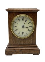 German - late 19th century oak cased 8-day timepiece mantle clock