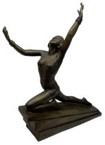 Large bronzed Art Deco style figure of a dancer