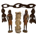 African carved wooden marriage/wedding chain
