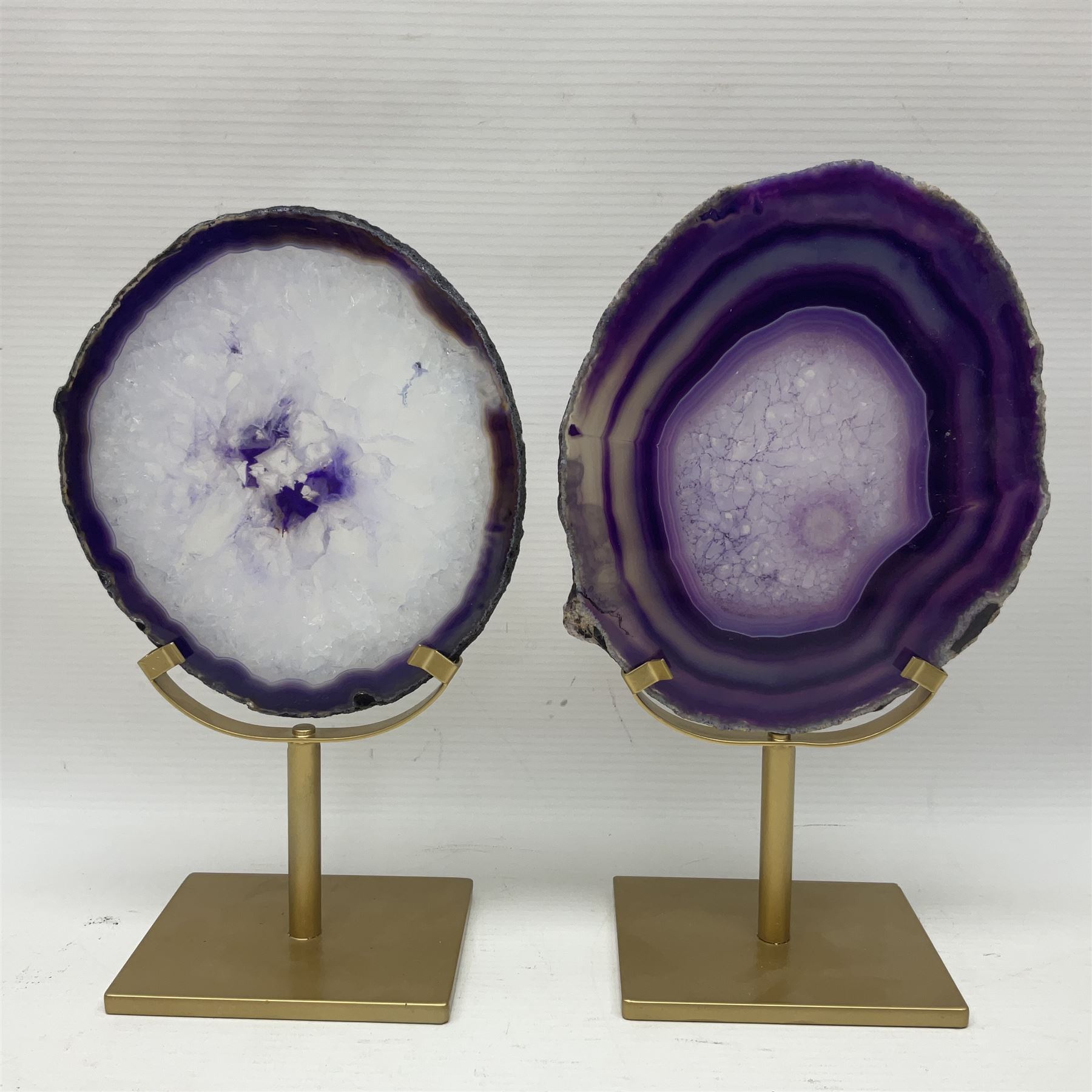 Pair of purple agate slices - Image 5 of 11
