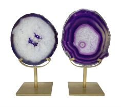 Pair of purple agate slices