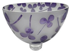 Gillies Jones of Rosedale glass bowl decorated with purple clovers