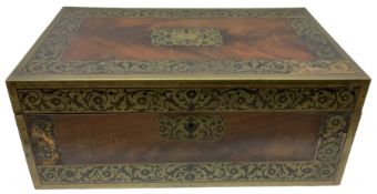 Victorian mahogany and brass inlaid writing slope