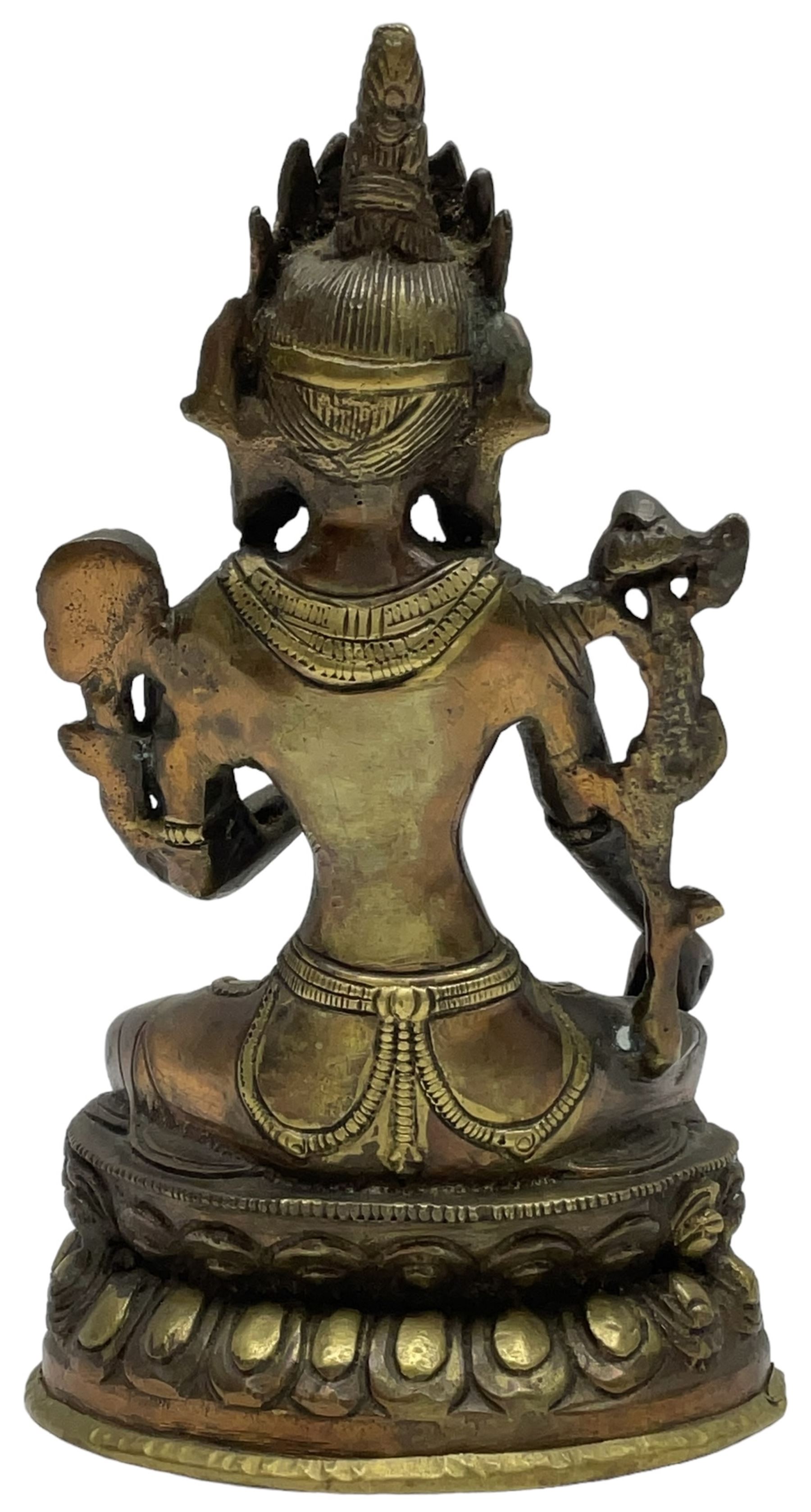 Tibetan gilt brass figure of a seated Tara - Image 3 of 4