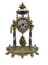 French - late 19th century 8-day spelter portico clock