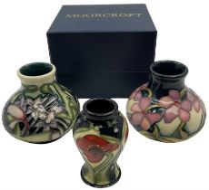 Three miniature Moorcroft vases
