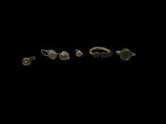 Gold garnet three stone ring