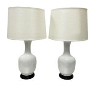 Pair of Chinese ivory crackle glazed table lamps