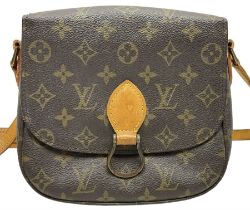 Louis Vuitton Saint Cloud cross body monogram bag with vachetta leather strap and snap closure to th