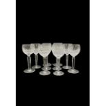 Set of ten Waterford Colleen pattern cut crystal hock glasses