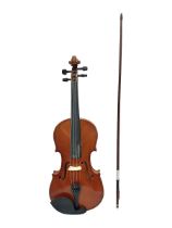 Full size violin with a maple case and ebonised fingerboard and fittings