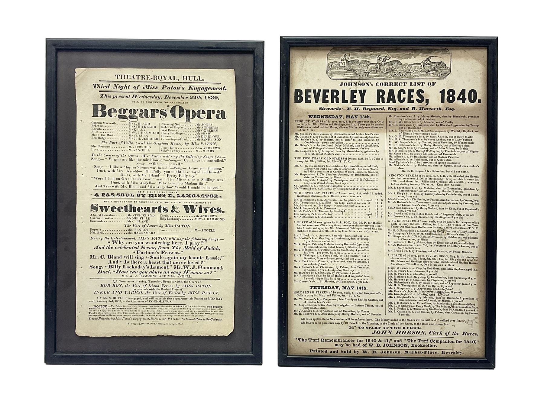 Two framed advertising posters