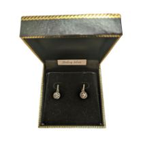 Silver cubic zirconia pendant earrings