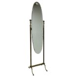 Late 20th century gilt metal cheval mirror