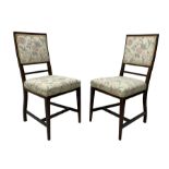 Pair of mahogany framed bedroom chairs upholstered in floral pattern fabric (W45cm); rectangular foo