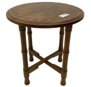 Small brass inlaid hardwood occasional table
