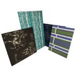 Four large abstract fabric canvases