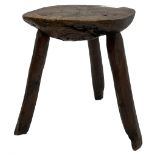 Rustic oak three-legged stool