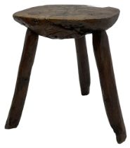 Rustic oak three-legged stool