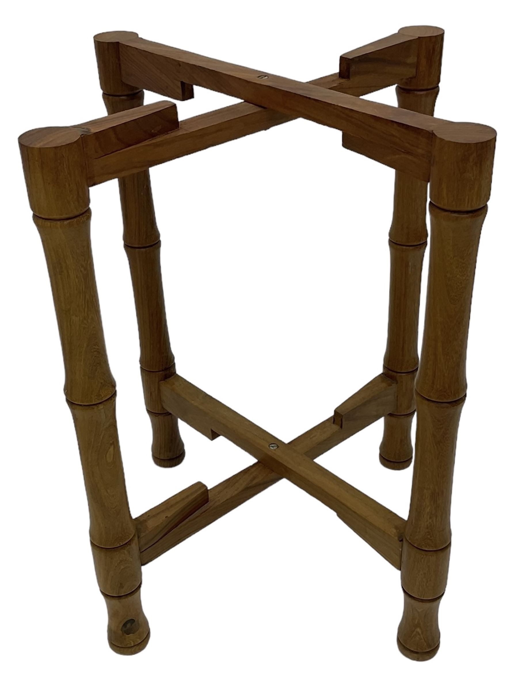 Small brass inlaid hardwood occasional table - Image 4 of 6