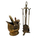 Brass four piece fireside companion set